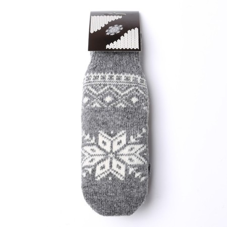 Women's woolen mittens "snowflake", gray color, size 20-22-3