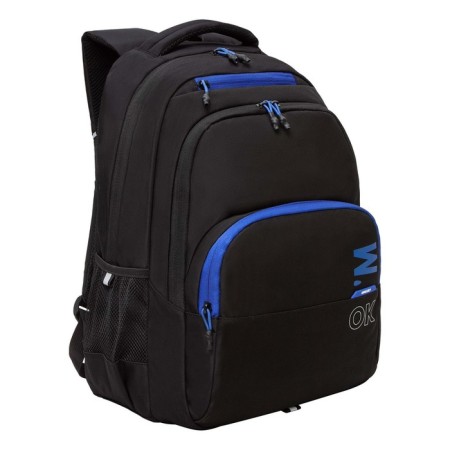 Youth backpack 45 x 32 x 23 cm, Grizzly, ergonomic back, black/blue