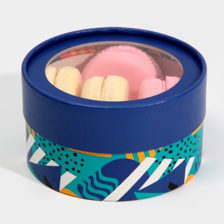 Box for Makarun, confectionery packaging tube with a window, "Geometry" 12 x 12 x 5 cm-3