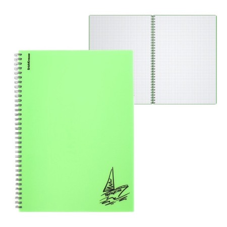 A4 notebook, 80 sheets, cage on spirals, erichkrause, motion, green, plastic cover