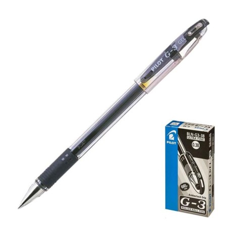 Gel pen Pilot G3, node 0.38 mm, ink black, comfortable holder, ultral-tone letter