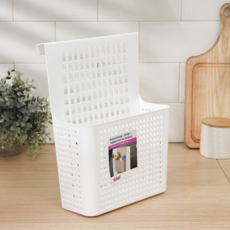 Basket for storage mounted on the door "Loft", 24.5 × 9.5 × 31.5 cm, white color-4