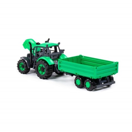 Tractor "Progress" with an on -board trailer, inertial, green color-3