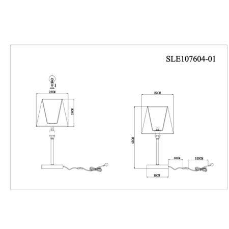 Evoluce bedside lamp. Sle107604-01. Grinda. 1x40 W, E14, 22x22x43 cm, chromium color-6