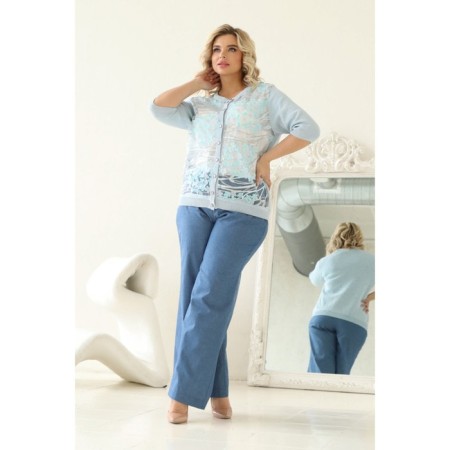 Cardigan female, size 54, blue color-9