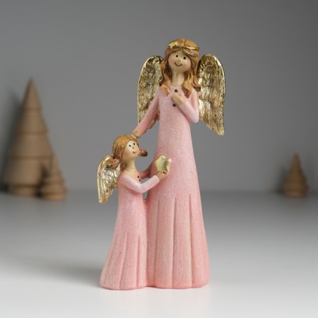 Polystone souvenir "Angel with an angel in pink dresses" 6.5x4x15.5 cm