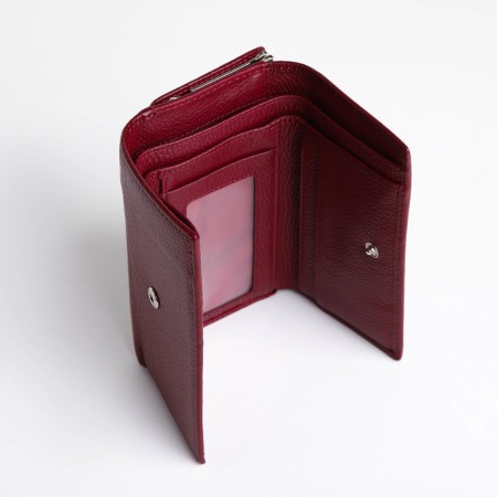 Women's wallet on the button, burgundy color-4