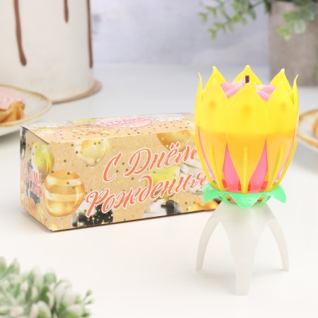 Candle for Cake Musical "Tulip", yellow, 12 × 5 cm-3