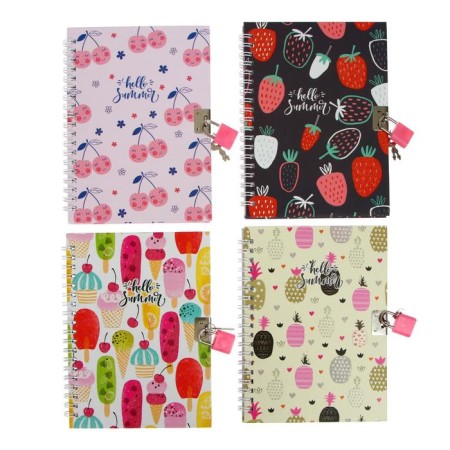 Notebook on the lock "Berries/Fruits" A5-, 45 sheets, in the ruler, on the crest, mix