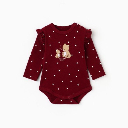 Body baby with a long sleeve "Bear", burgundy color, height 68