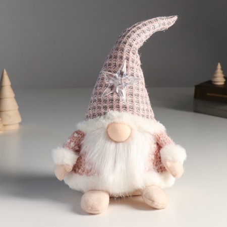 Interior doll "Santa Claus in a pink caftan with a star on a cap" 20x13x34 cm