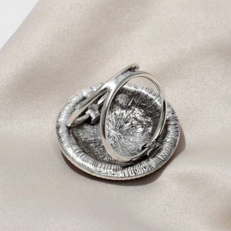 Ring for a scarf "ethno" circle, gray color in black silver-1