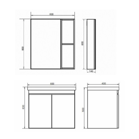 Mirror Closher Comforty Oslo 60 for the bathroom, color is bright concrete-2