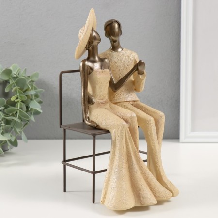 Polystone souvenir "Stylish couple on a bench" 13x12.5x24.5 cm-1
