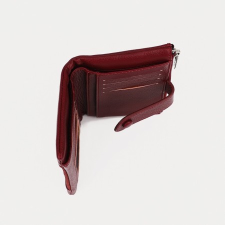 Women's wallet on the button, burgundy color-4