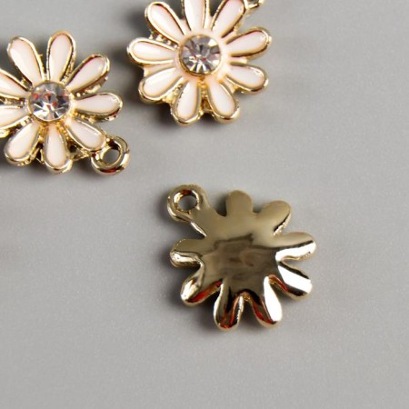 Decor for creativity metal, enamel, rhinestones "Chamomile" 2.2x1.8 cm-1