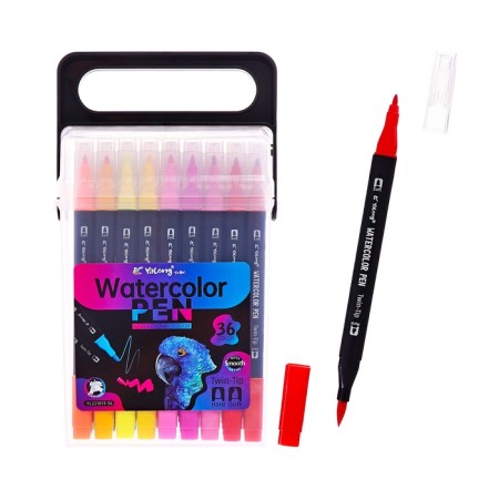 Set of markers 36 colors, bilateral, black case in a plastic penalty