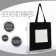 Hooper bag without fastening, from textiles, black/white color
