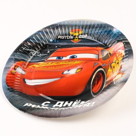 Paper plate "Happy Birthday!", 18 cm, cars-3