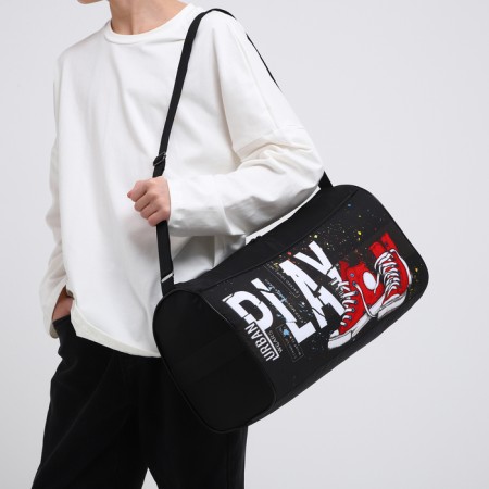 Children's sports bag for a boy with a zipper, external pocket, black color-1