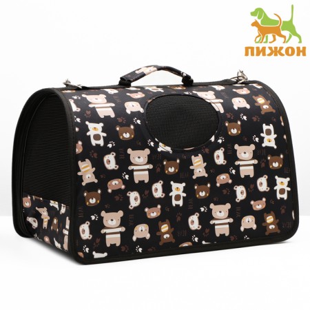 Bag - carrying for animals "Bear", black, size m, 40 x 21 x 27 cm