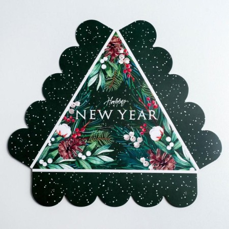 Box for confectionery products with PVC cover "Happy New Year", 18 x 3 cm, New Year-4