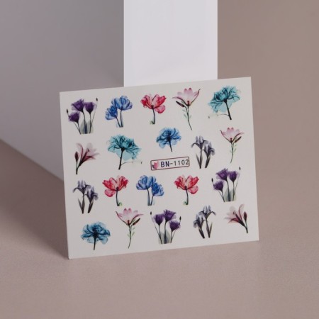 Slider - Nail design "Flower tenderness", packing 6 pcs, multi -colored