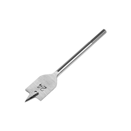 Drill on wooder scrap, hexagonal shank, 24 x 152 mm