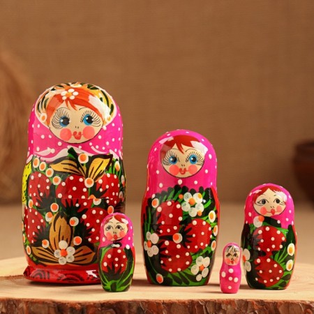 Matryoshka 5 puppet "Katya" berries, 12-13 cm, manual painting.-4