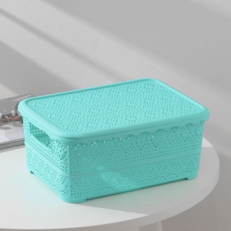 Storage container with a lid "openwork", plastic, 26 × 19 × 11.5 cm, color mix-3