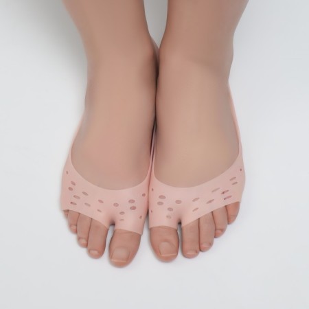 Socks for pedicure, silicone, with perforation, with a separator, 17 × 7 cm, beige color-2