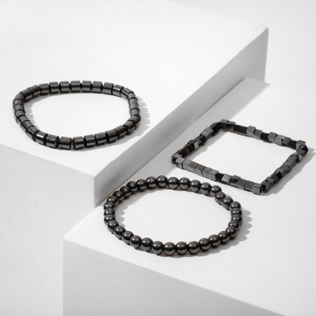 Bracelet unisex set of 3 pcs., “Hematite” cubes, black color, d = 7 cm-2