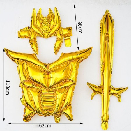 Set of ball-toe foil "knight", helmet, vest, sword, gold
