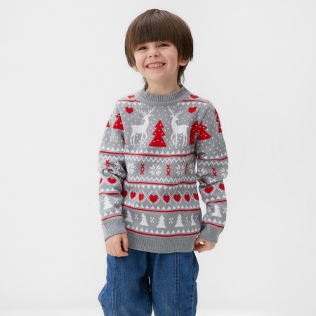 Jumper knitted children's kAFTAN "New Year" size 34, (122-128 cm), gray