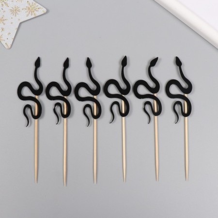 Decor for creativity "Black Snake" 12.5 cm (set 6 pcs)-1