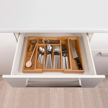 Tray for the Jerry cutlery, 7 sections, in a drawer, bamboo