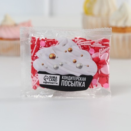 Sprinking confectionery figure "hearts": red, pink, 25 g.-7