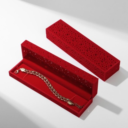 Velvet case for bracelet/chain/clock "Lace", 22.5 × 5.8, red color-1