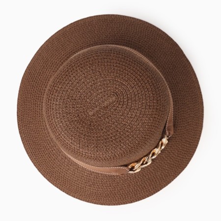 Women's hat with a minku chain color brown, size 56-58-1