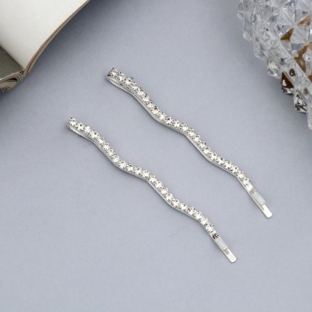 Invisibility for hair "Vivien" (set 2 pcs) wave, 5 cm, silver