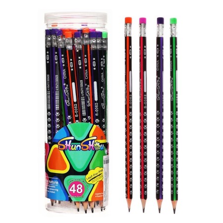 Chernographic pencil with an eraser, the NV body is triangular sharpened, in a tube, mix