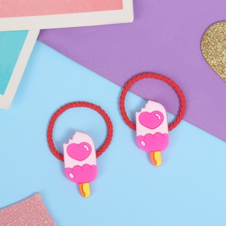 Hair gum "Baby" (set 2 pcs) ice cream, pink-1