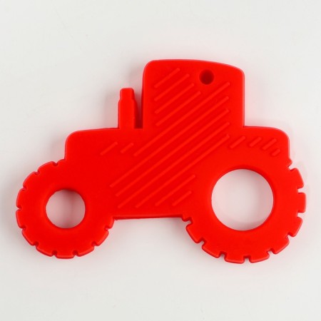 Silicone teether for teeth "Tractor", the color of red-2