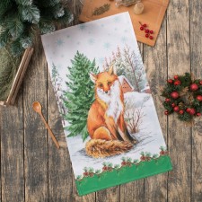 The fox towel TM Ethel: New Year's Forest, 40 × 67 cm, 100 % cotton, sarzha, 190 g/m²