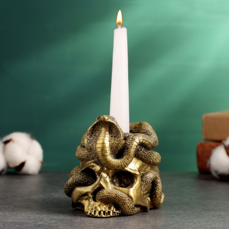 Sninker "Snake on the Skull" Old Gold, 9.5x8x8cm-1