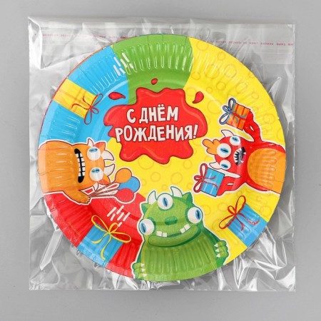 Disposable paper plate "Monster", 18 cm-3