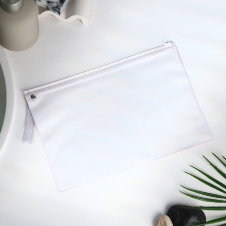 Cosmetic bag with zip-gl, transparent/orange color-1