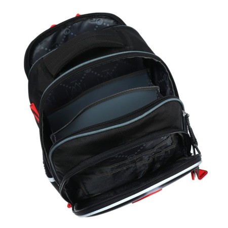 School backpack 37 x 28 x 13cm, ergonomic back, Across 557, black/red-7