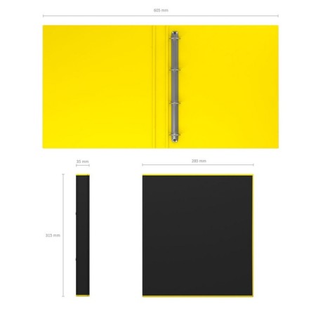 Folder on 4 rings A4, Erichkrause Accent, 35 mm, 1750 μm, black/yellow-6