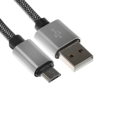 MicroUSB cable - usb, 2.1 a, nylon braid, 2 meters, silver